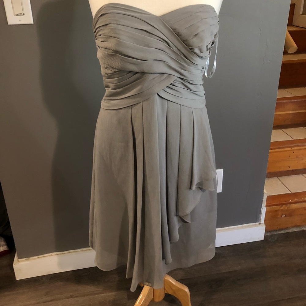 David’s Bridal grey dress.